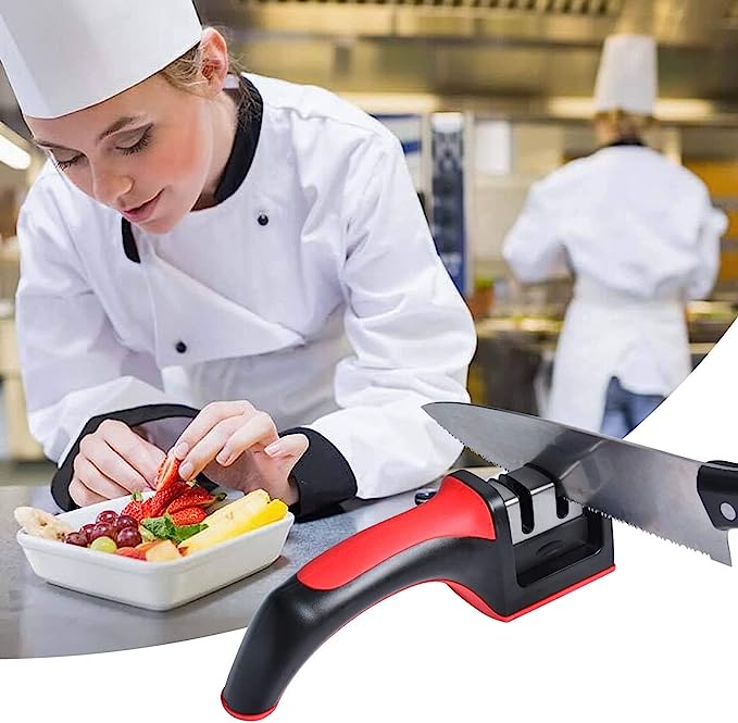 3-in-1 Knife Sharpener Set with Ceramic Peeler – 3-Stage Diamond Coated Kitchen Knife Sharpener