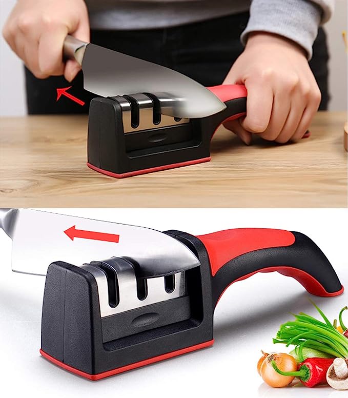3-in-1 Knife Sharpener Set with Ceramic Peeler ā 3-Stage Diamond Coated Kitchen Knife Sharpener
