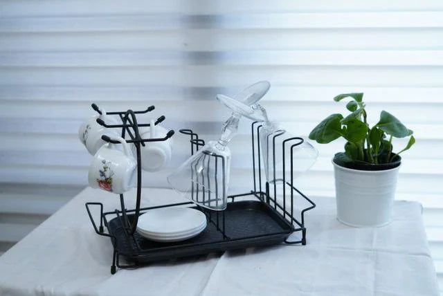 Durable Metal Cup & Glass Stand Rack | Space-Saving Countertop Organizer for Mugs, Cups & Plates