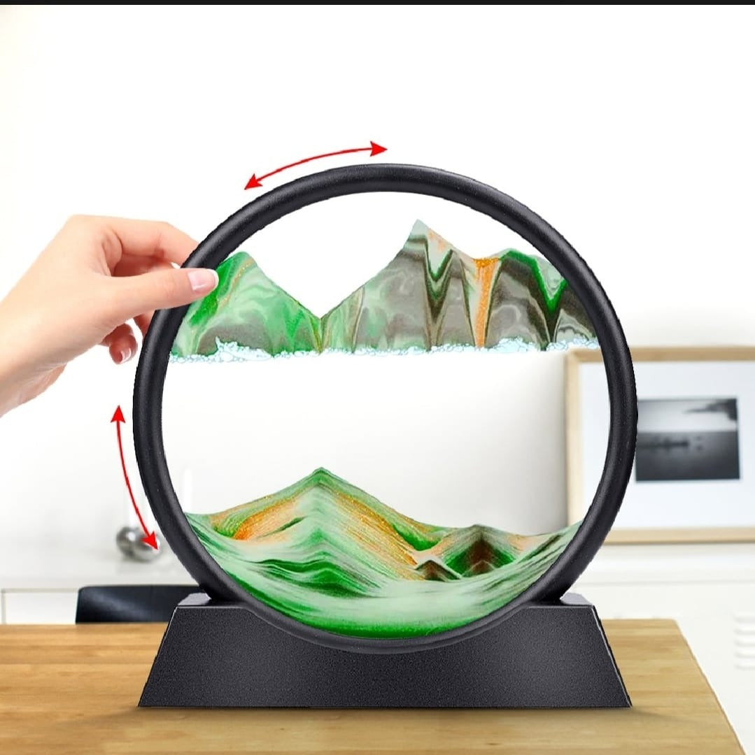 3D Moving Sand Mountain Lamp With Stand – Relaxing LED Sand Art Decor