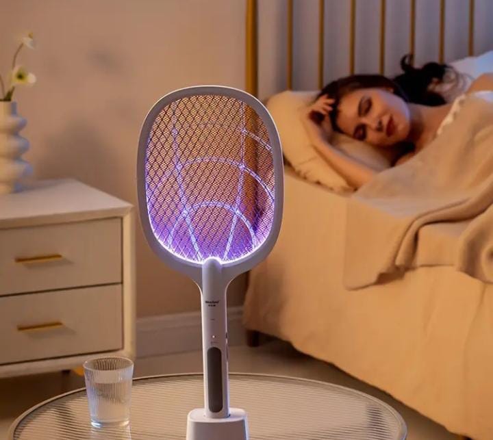 Rechargeable Mosquito Racket with Stand | Electric Insect Killer Bat for Indoor & Outdoor Use