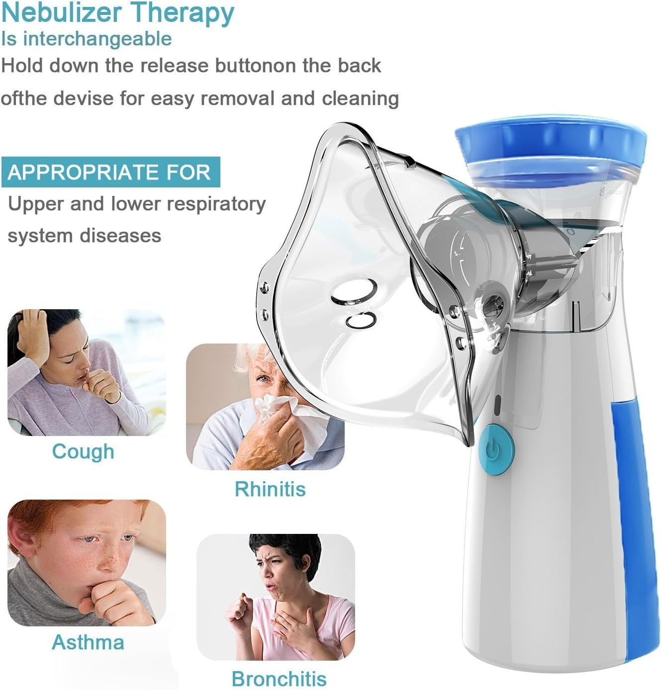Portable Mesh Nebulizer – Quiet, Low Power Cell-Operated Personal Respiratory Inhaler