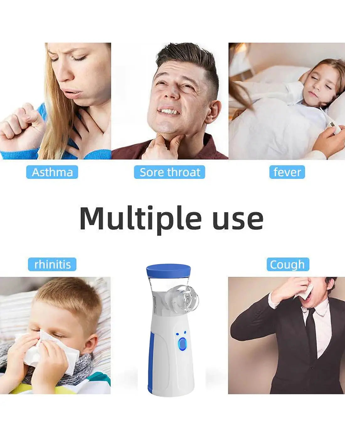 Portable Mesh Nebulizer – Quiet, Low Power Cell-Operated Personal Respiratory Inhaler