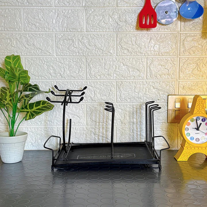 Durable Metal Cup & Glass Stand Rack | Space-Saving Countertop Organizer for Mugs, Cups & Plates