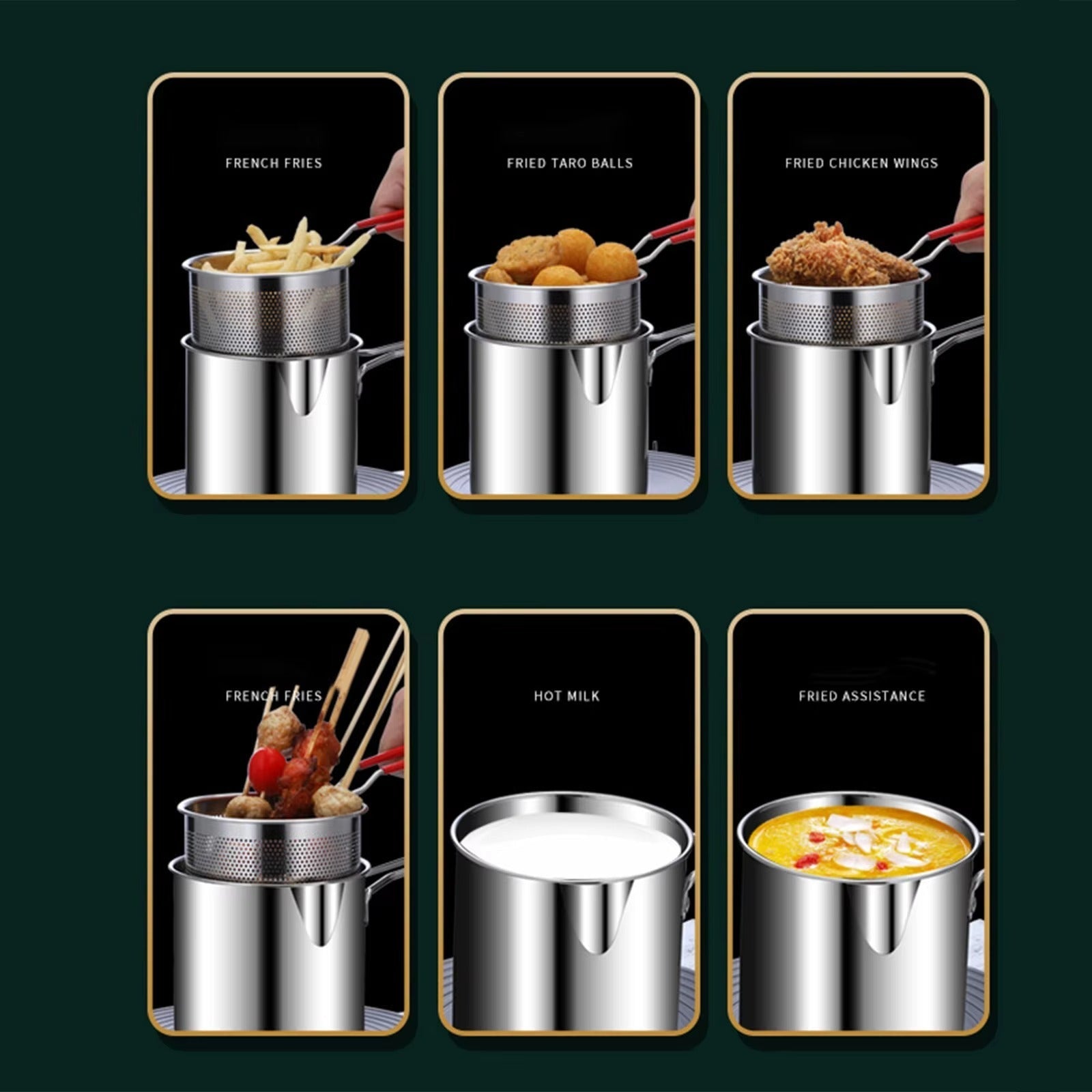 Deep Frying Fry Pot with Strainer | Stainless Steel Oil Fryer Pot for Kitchen Use