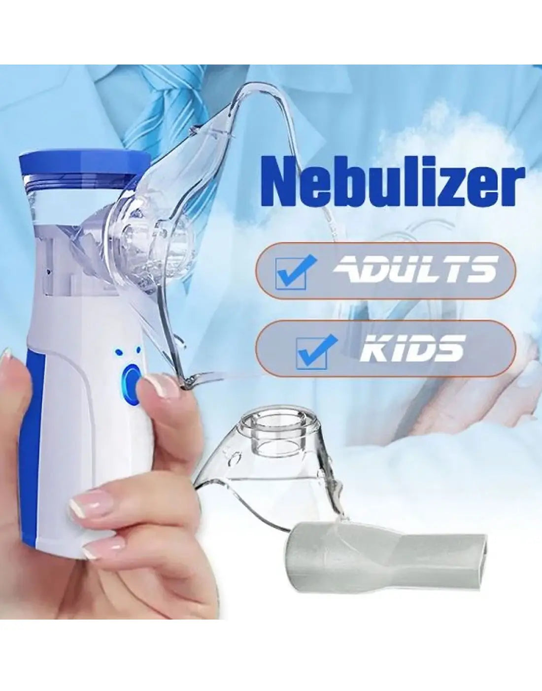 Portable Mesh Nebulizer – Quiet, Low Power Cell-Operated Personal Respiratory Inhaler