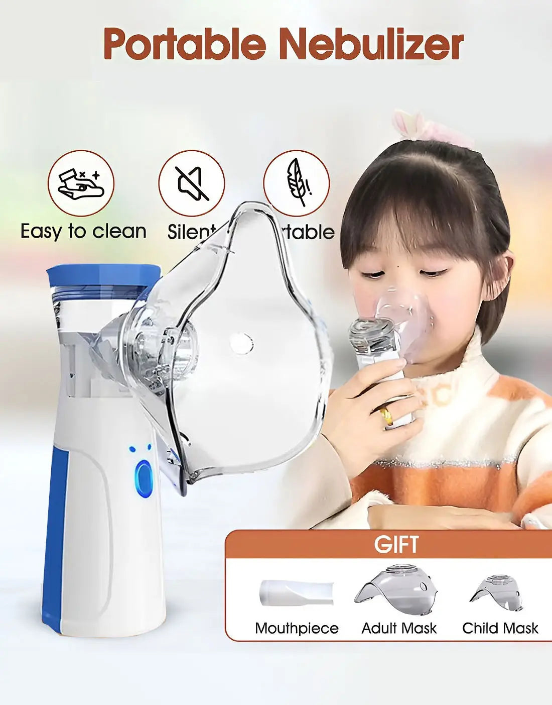 Portable Mesh Nebulizer – Quiet, Low Power Cell-Operated Personal Respiratory Inhaler